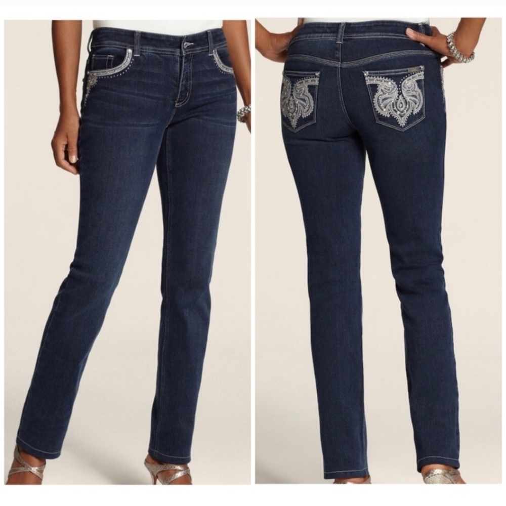 Chico's So Slimming Embellished Slim Leg Jeans